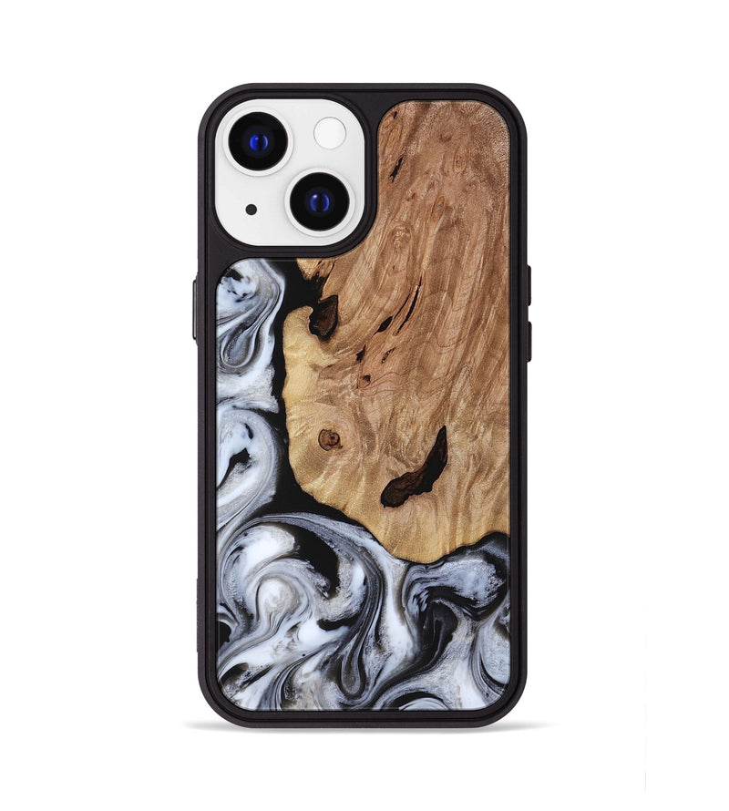 iPhone 13 Wood Phone Case - Arielle (Black & White, 817629)