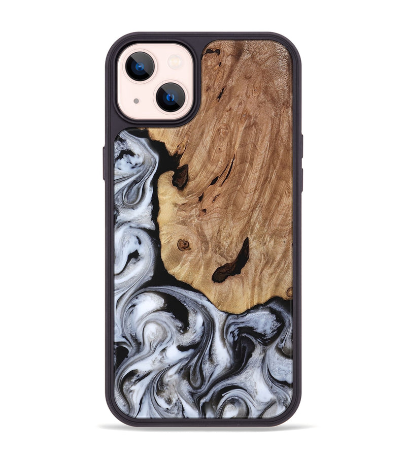 iPhone 14 Plus Wood Phone Case - Arielle (Black & White, 817629)