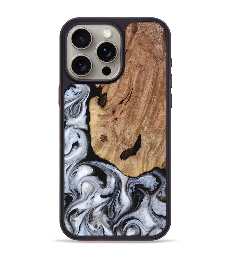 iPhone 15 Pro Max Wood Phone Case - Arielle (Black & White, 817629)