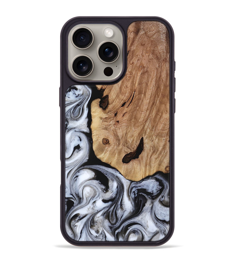 iPhone 16 Pro Max Wood Phone Case - Arielle (Black & White, 817629)