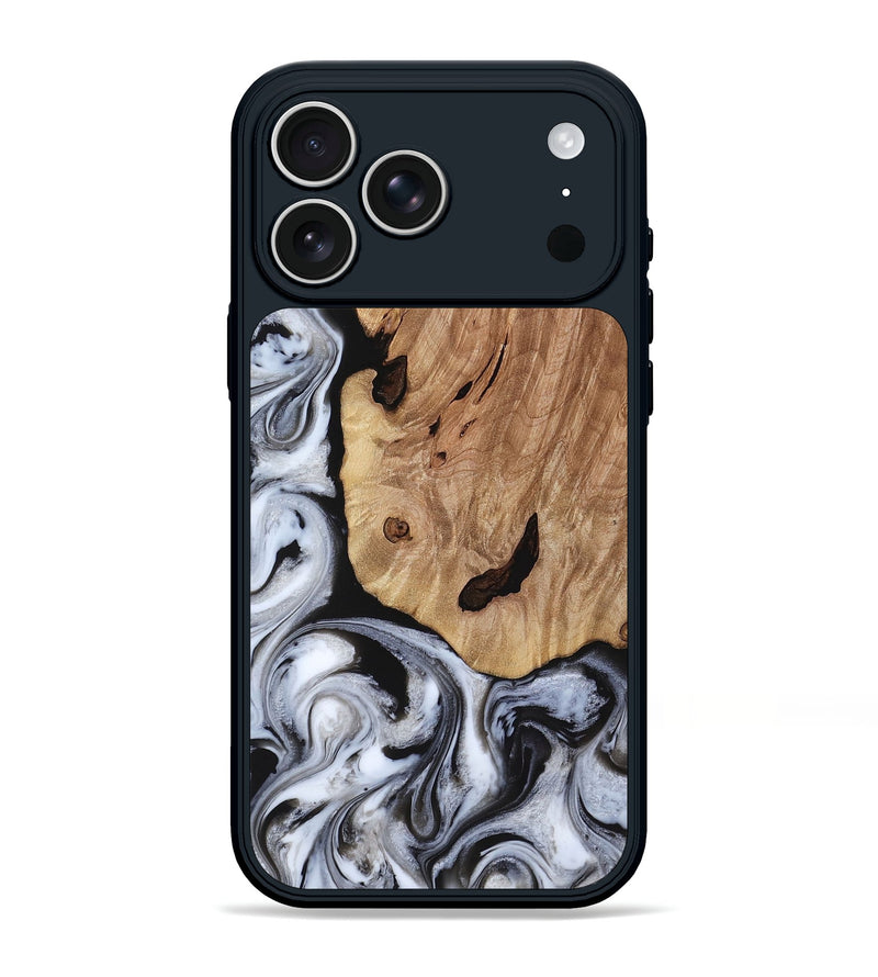 iPhone 17 Pro Max Wood Phone Case - Arielle (Black & White, 817629)