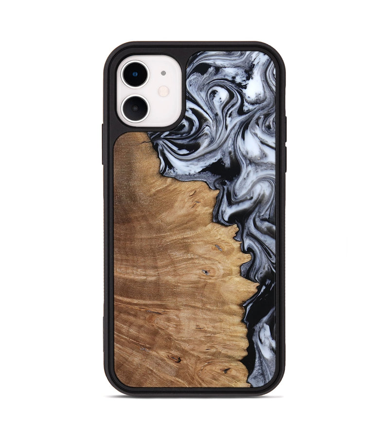 iPhone 11 Wood Phone Case - Aracely (Black & White, 817630)