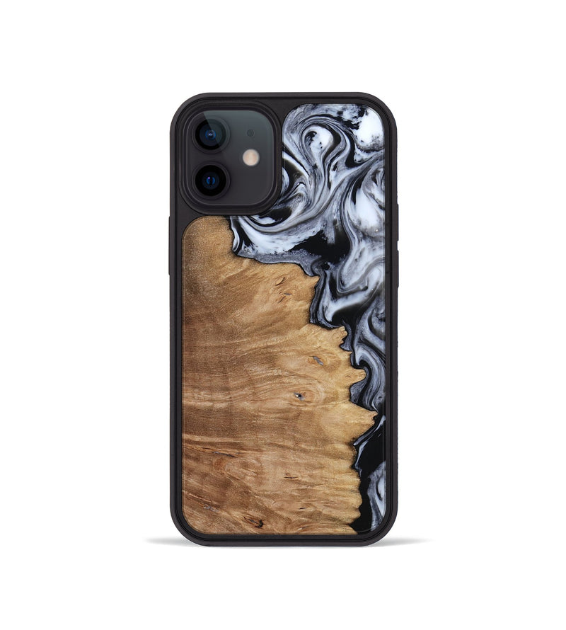 iPhone 12 mini Wood Phone Case - Aracely (Black & White, 817630)