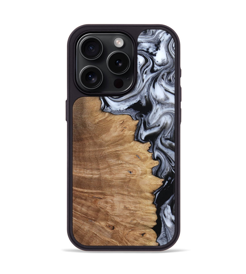 iPhone 15 Pro Wood Phone Case - Aracely (Black & White, 817630)