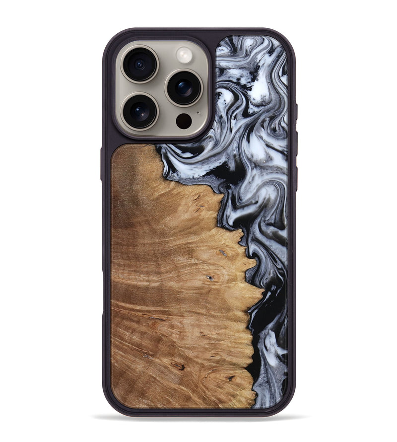 iPhone 16 Pro Max Wood Phone Case - Aracely (Black & White, 817630)