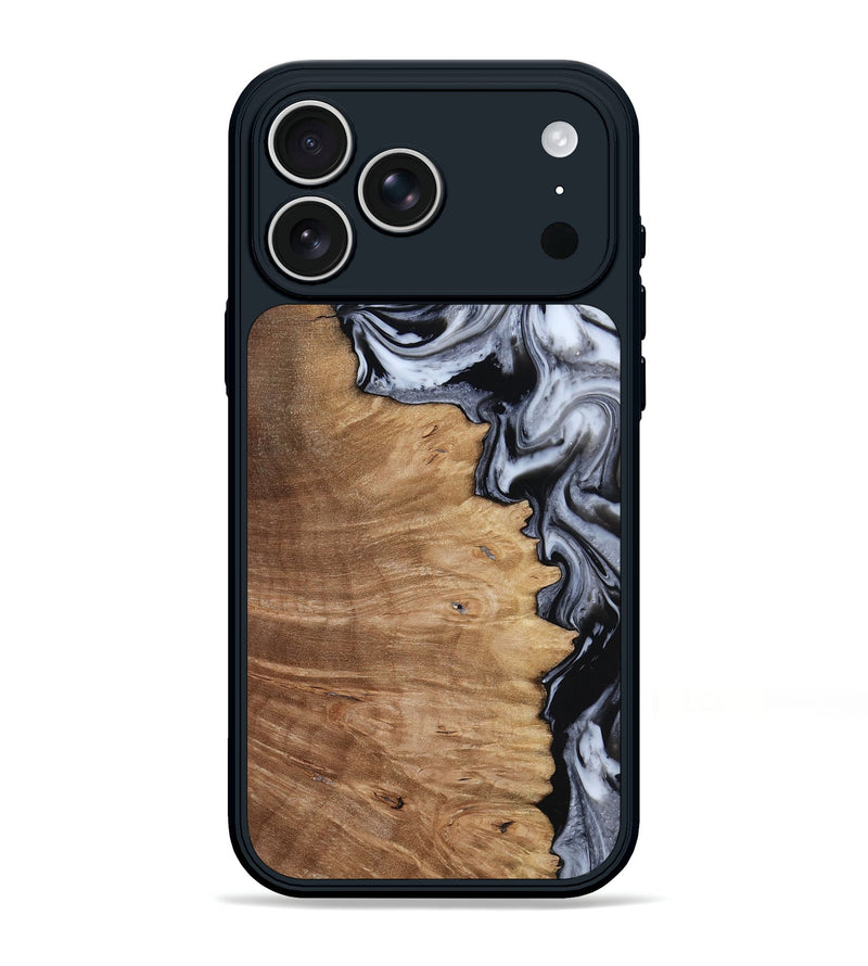 iPhone 17 Pro Max Wood Phone Case - Aracely (Black & White, 817630)