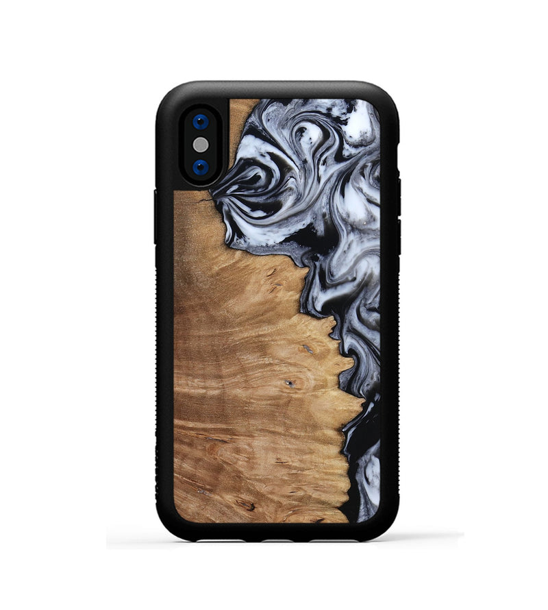 iPhone Xs Wood Phone Case - Aracely (Black & White, 817630)