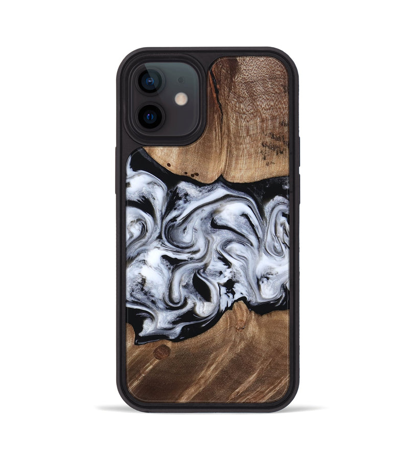 iPhone 12 Wood Phone Case - America (Black & White, 817631)
