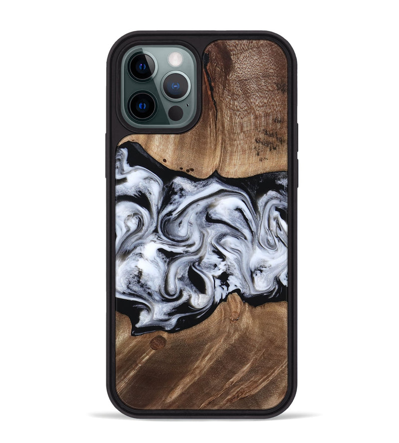 iPhone 12 Pro Max Wood Phone Case - America (Black & White, 817631)