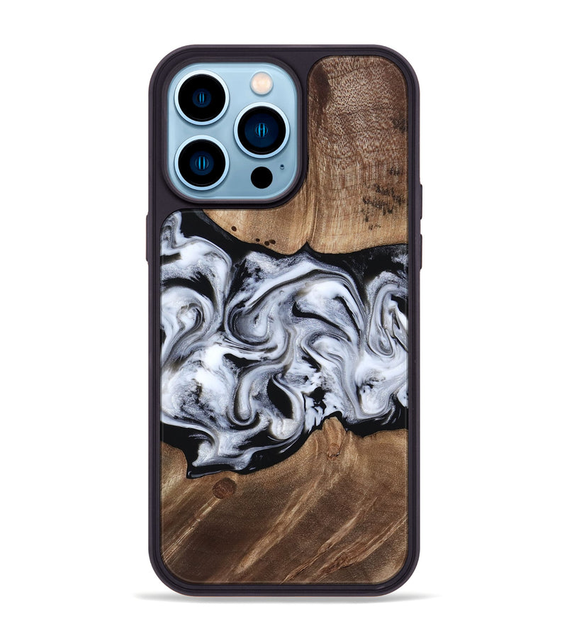 iPhone 14 Pro Max Wood Phone Case - America (Black & White, 817631)