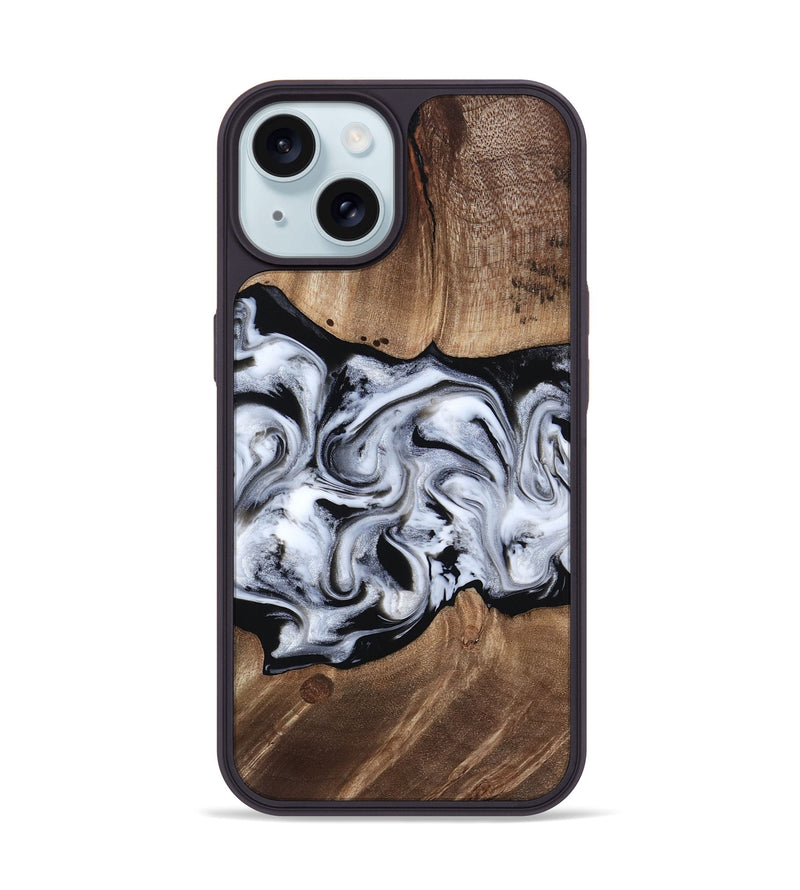 iPhone 15 Wood Phone Case - America (Black & White, 817631)