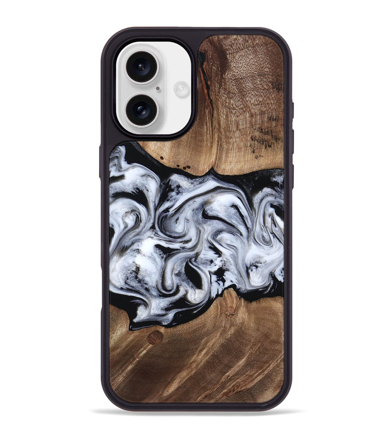 iPhone 16 Plus Wood Phone Case - America (Black & White, 817631)