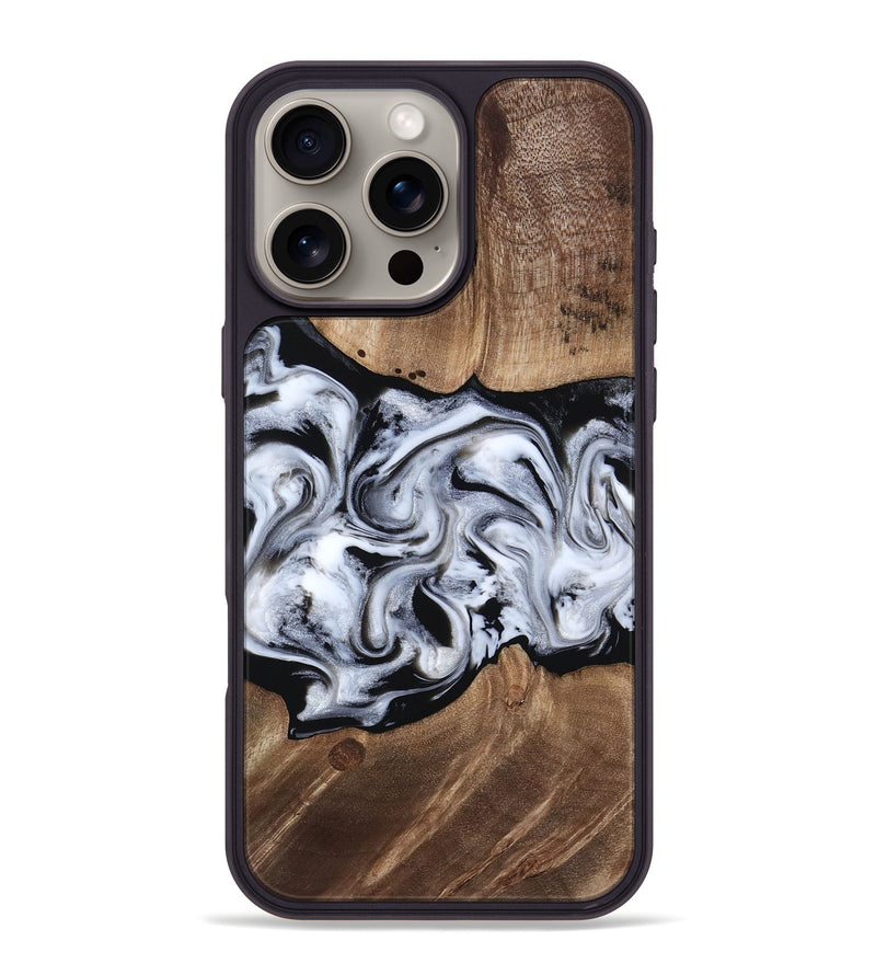 iPhone 16 Pro Max Wood Phone Case - America (Black & White, 817631)