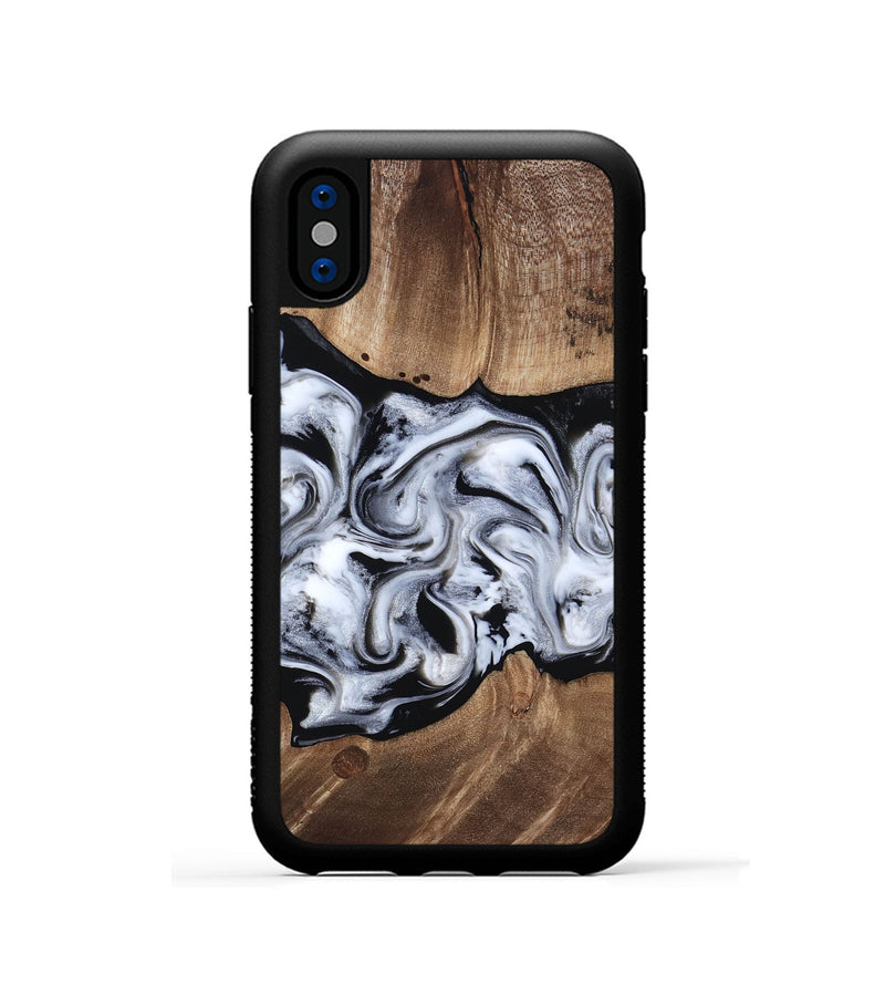iPhone Xs Wood Phone Case - America (Black & White, 817631)