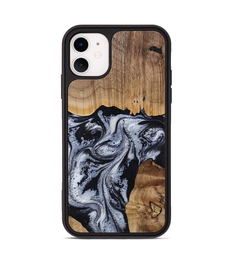 iPhone 11 Wood Phone Case - Kanisha (Black & White, 817632)
