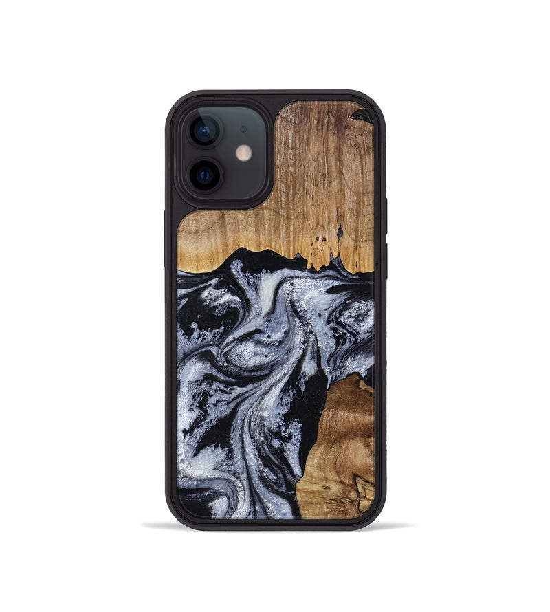 iPhone 12 mini Wood Phone Case - Kanisha (Black & White, 817632)