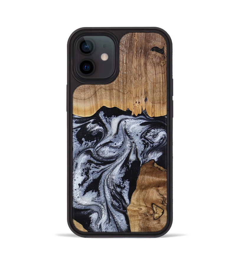 iPhone 12 Wood Phone Case - Kanisha (Black & White, 817632)