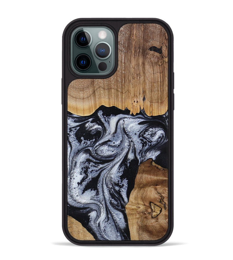 iPhone 12 Pro Max Wood Phone Case - Kanisha (Black & White, 817632)