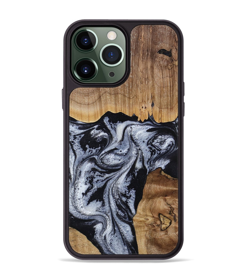iPhone 13 Pro Max Wood Phone Case - Kanisha (Black & White, 817632)