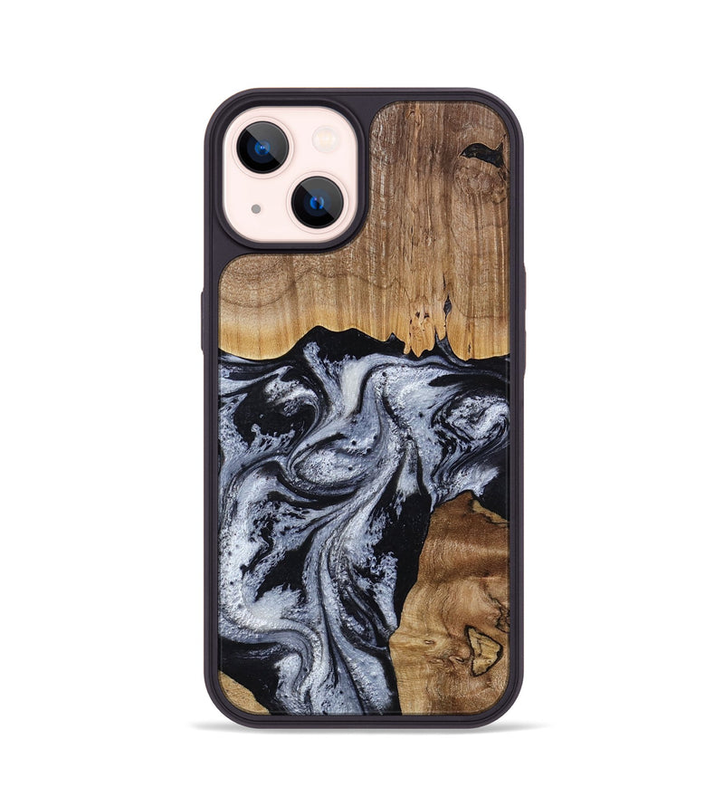 iPhone 14 Wood Phone Case - Kanisha (Black & White, 817632)
