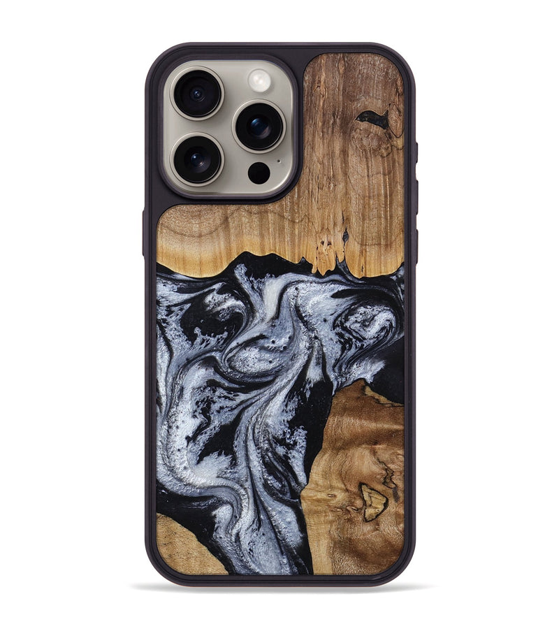 iPhone 15 Pro Max Wood Phone Case - Kanisha (Black & White, 817632)