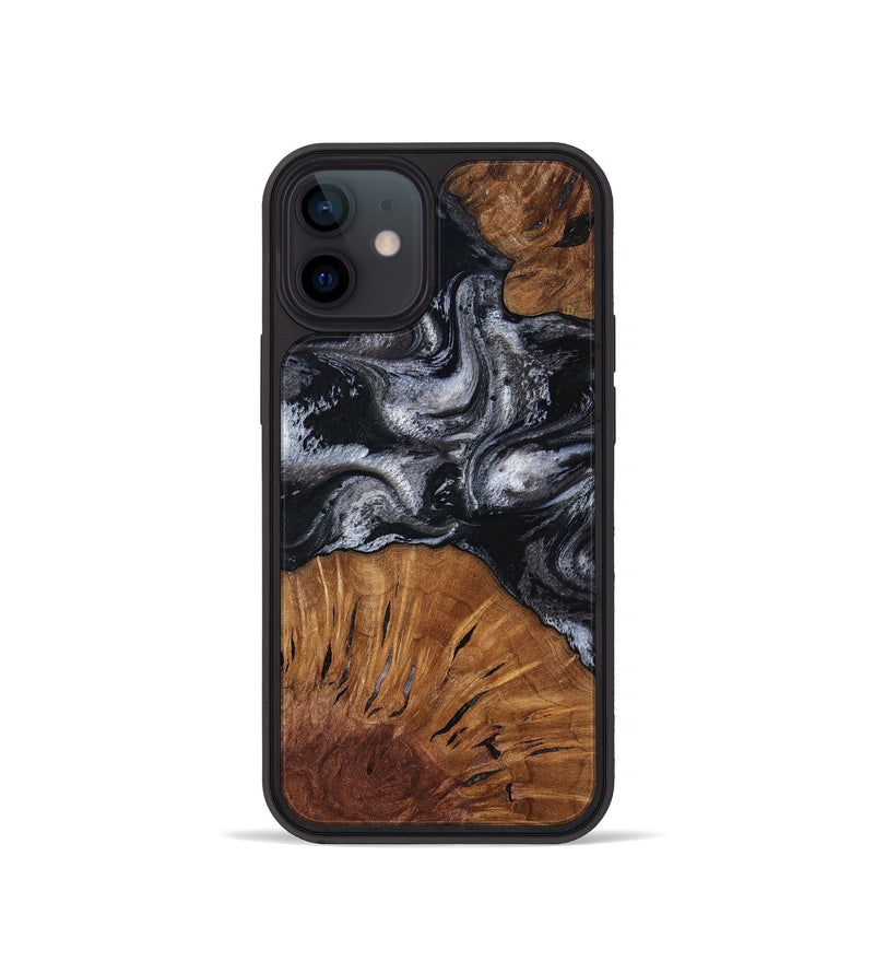 iPhone 12 mini Wood Phone Case - Skye (Black & White, 817634)