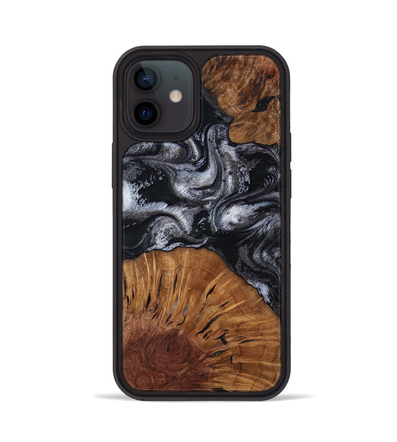iPhone 12 Wood Phone Case - Skye (Black & White, 817634)