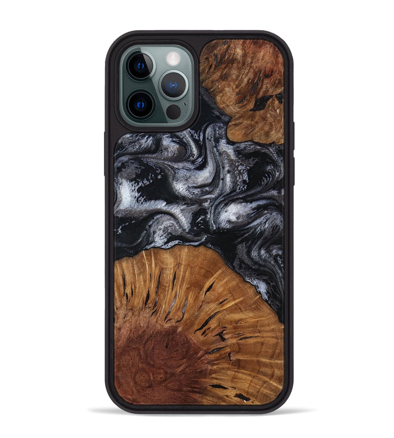 iPhone 12 Pro Max Wood Phone Case - Skye (Black & White, 817634)