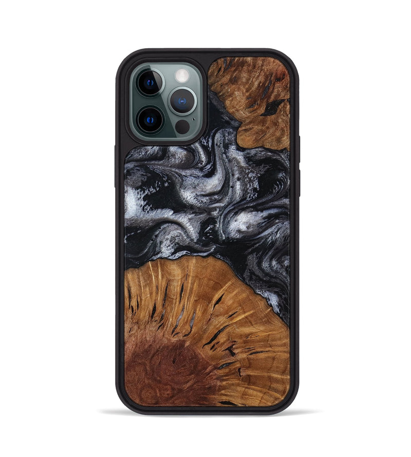 iPhone 12 Pro Wood Phone Case - Skye (Black & White, 817634)