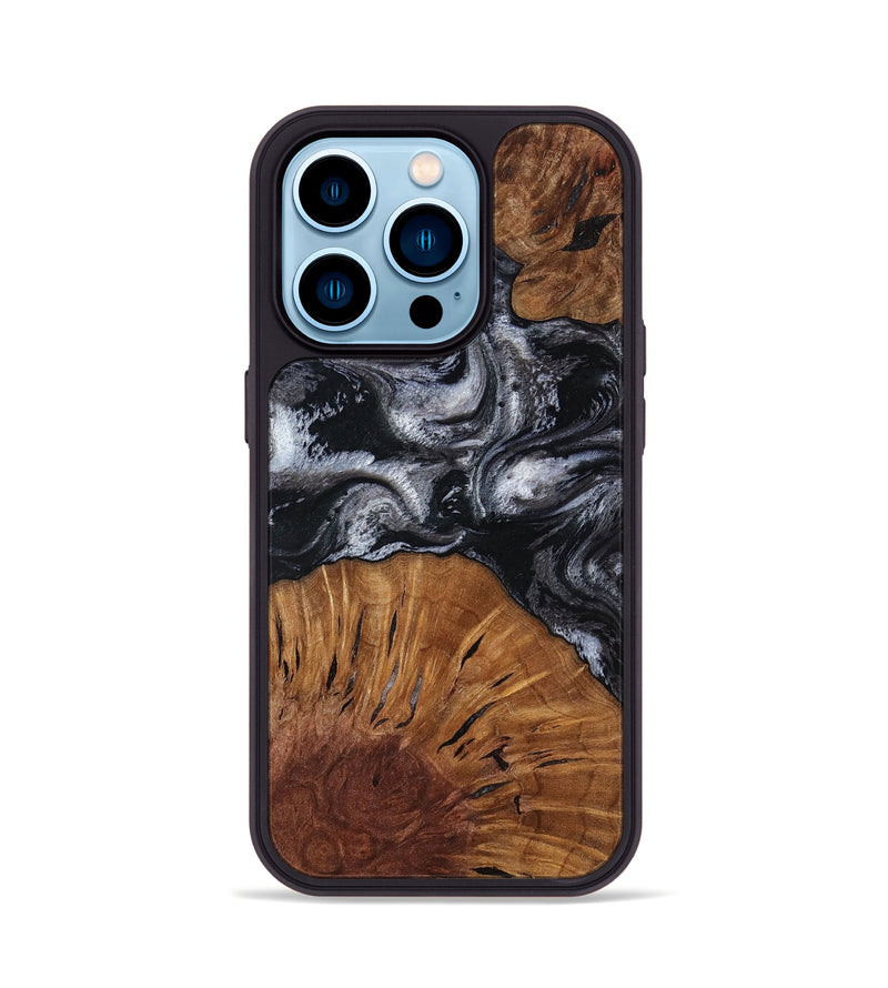 iPhone 14 Pro Wood Phone Case - Skye (Black & White, 817634)