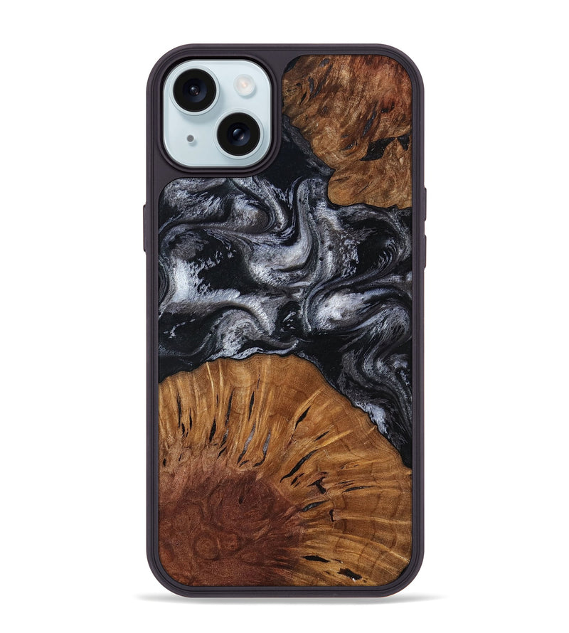 iPhone 15 Plus Wood Phone Case - Skye (Black & White, 817634)