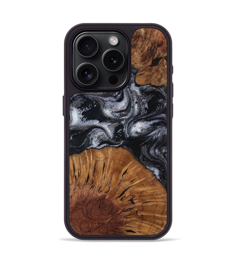iPhone 15 Pro Wood Phone Case - Skye (Black & White, 817634)