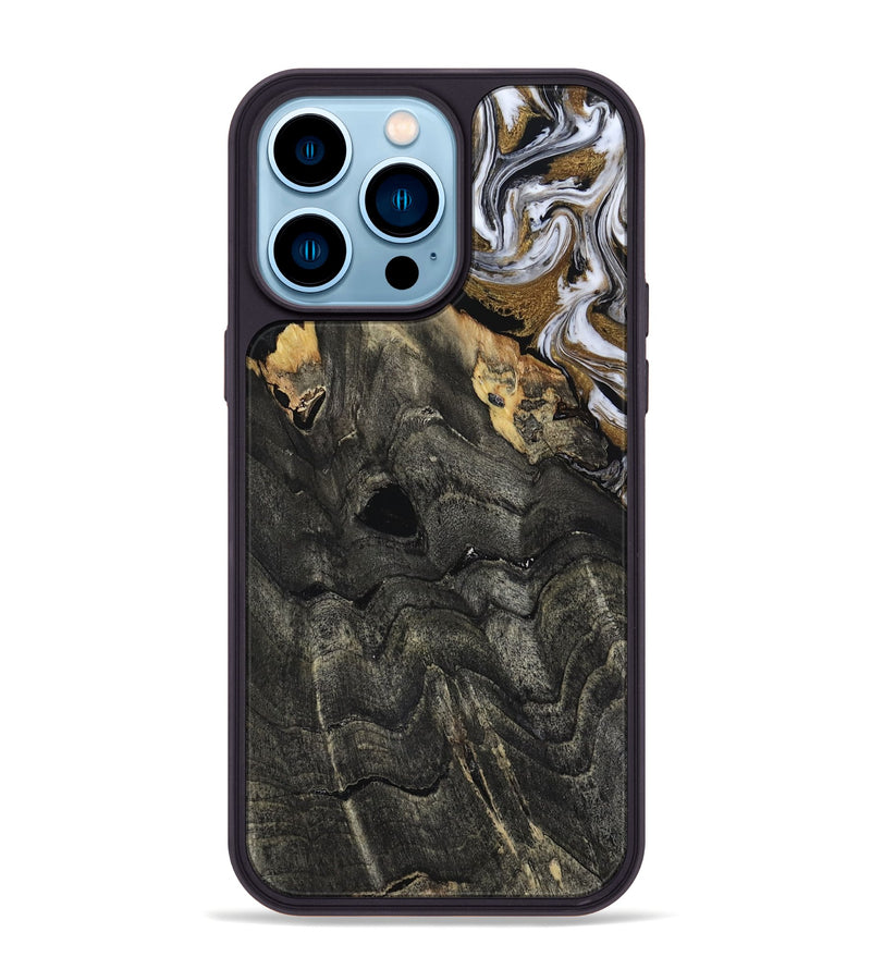 iPhone 14 Pro Max Wood Phone Case - Shelia (Black & White, 817635)