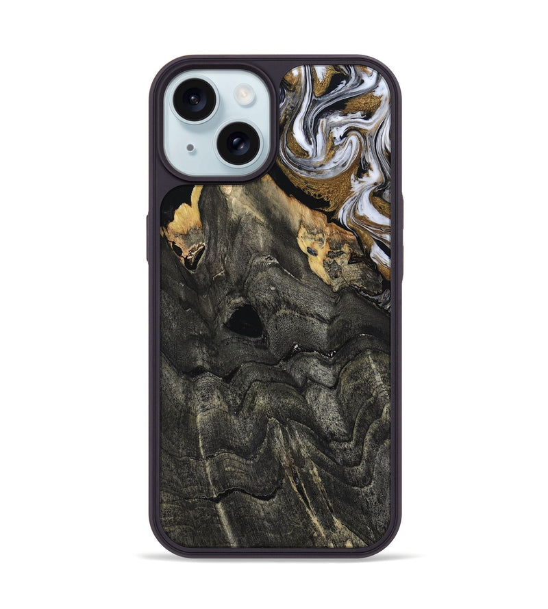 iPhone 15 Wood Phone Case - Shelia (Black & White, 817635)