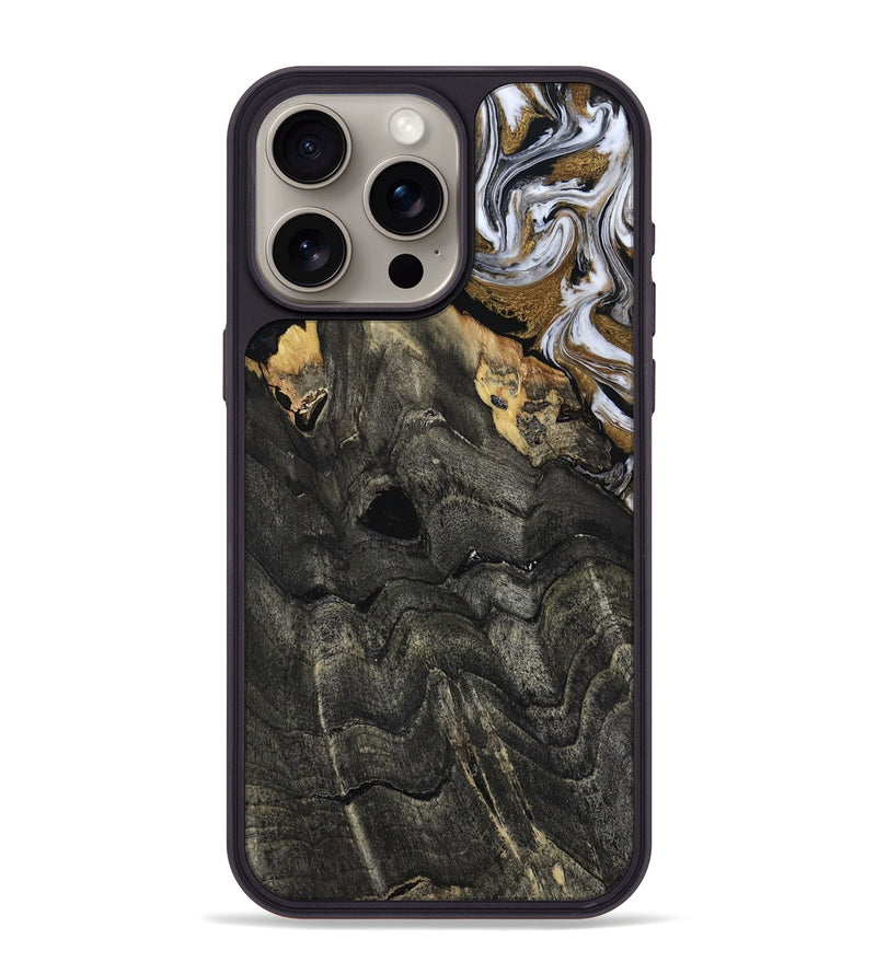 iPhone 15 Pro Max Wood Phone Case - Shelia (Black & White, 817635)