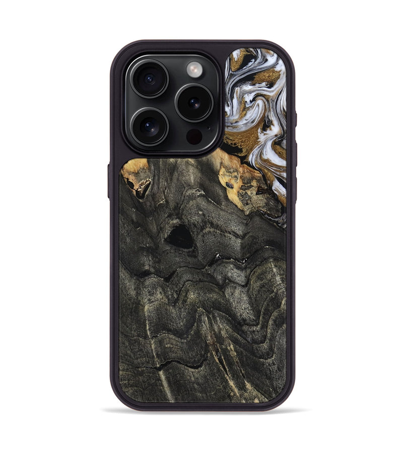 iPhone 15 Pro Wood Phone Case - Shelia (Black & White, 817635)