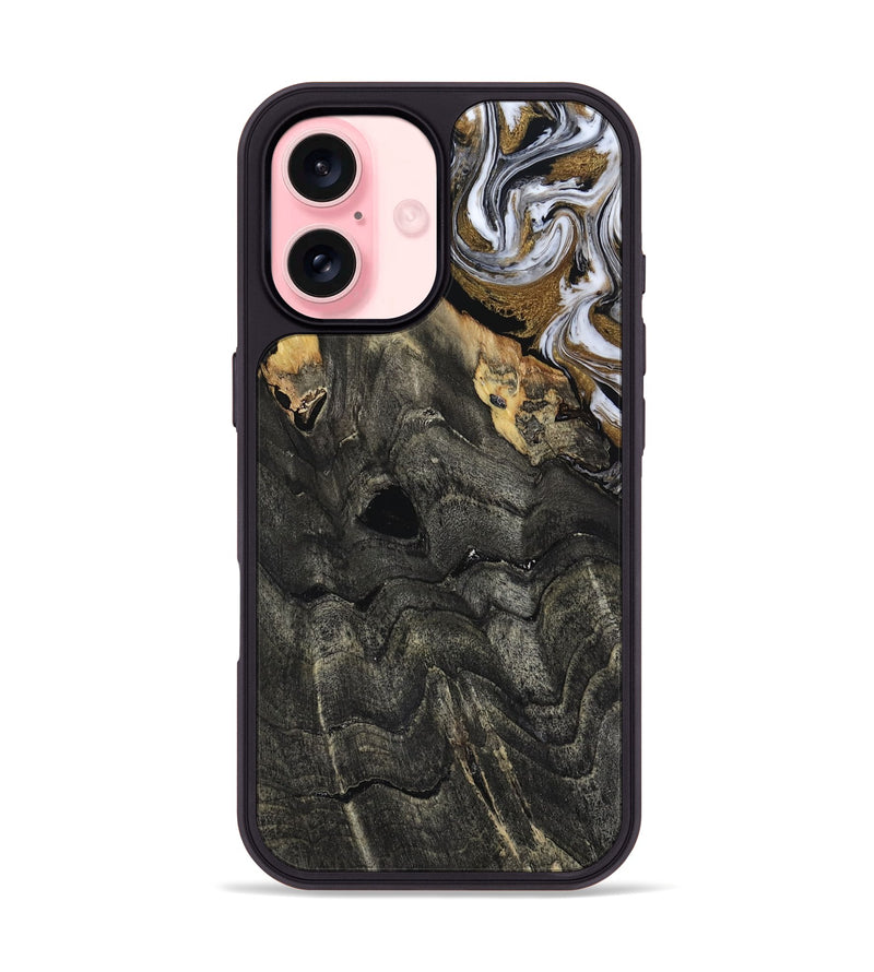 iPhone 16 Wood Phone Case - Shelia (Black & White, 817635)