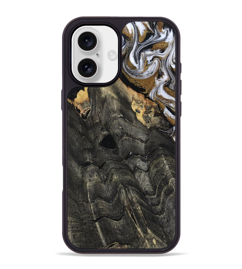 iPhone 16 Plus Wood Phone Case - Shelia (Black & White, 817635)