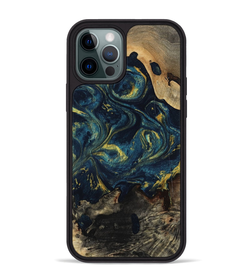 iPhone 12 Pro Max Wood Phone Case - Linda (Teal & Gold, 817636)