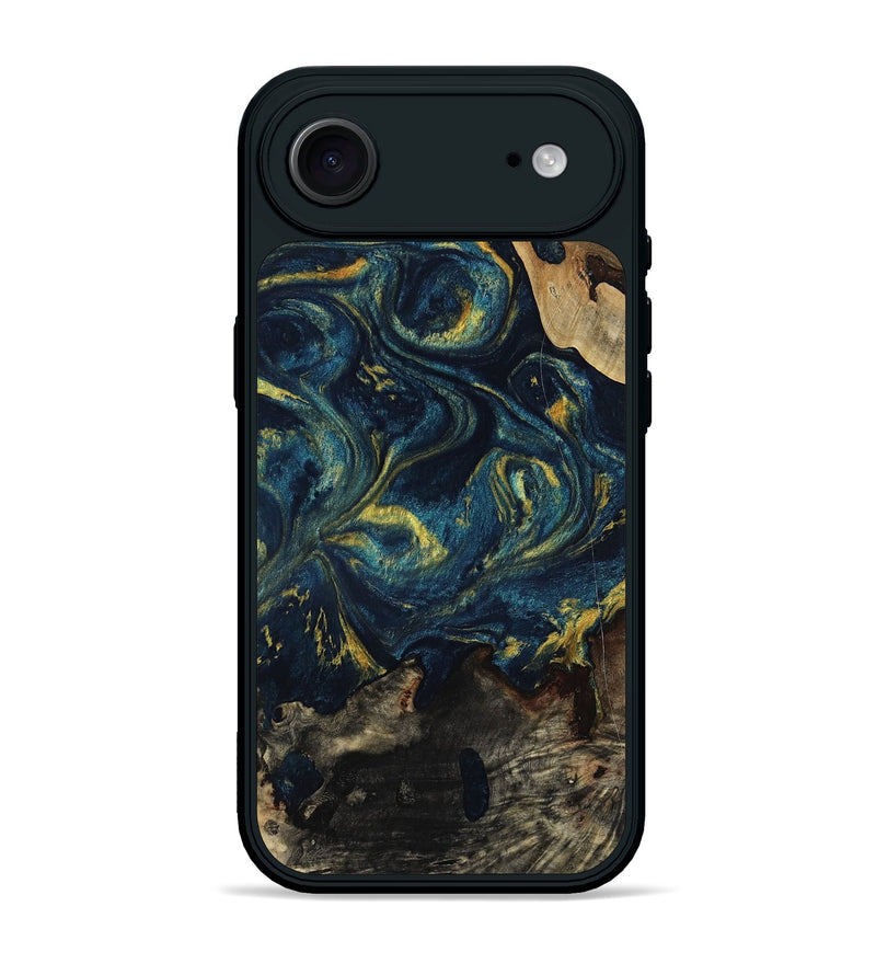 iPhone 17 Air Wood Phone Case - Linda (Teal & Gold, 817636)