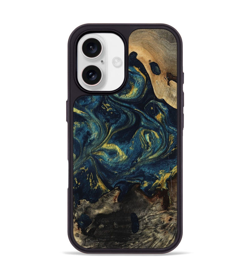 iPhone 17 Wood Phone Case - Linda (Teal & Gold, 817636)