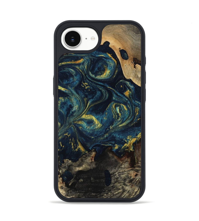 iPhone 17e Wood Phone Case - Linda (Teal & Gold, 817636)