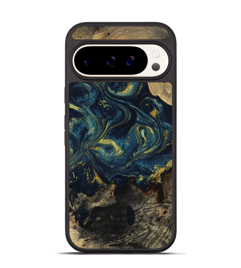 Pixel 9 Pro Wood Phone Case - Linda (Teal & Gold, 817636)