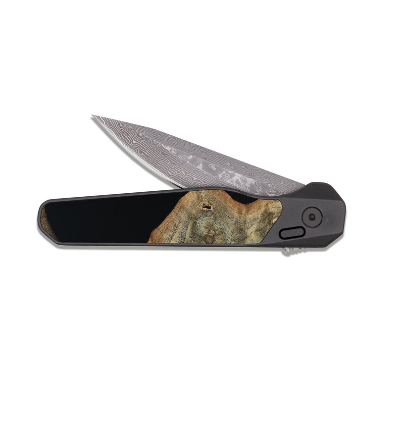 EDC Dark Damascus Wood Pocket Knife - Hugh (Wood Burl, 817643)