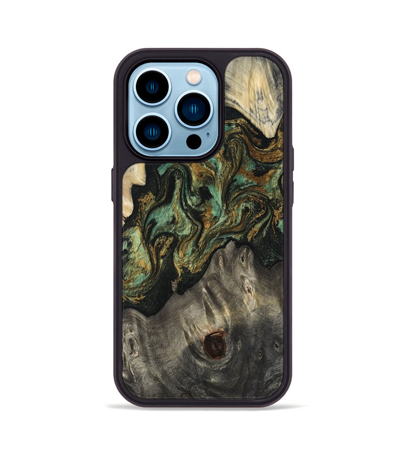 iPhone 14 Pro Wood Phone Case - Rowen (Green, 817658)