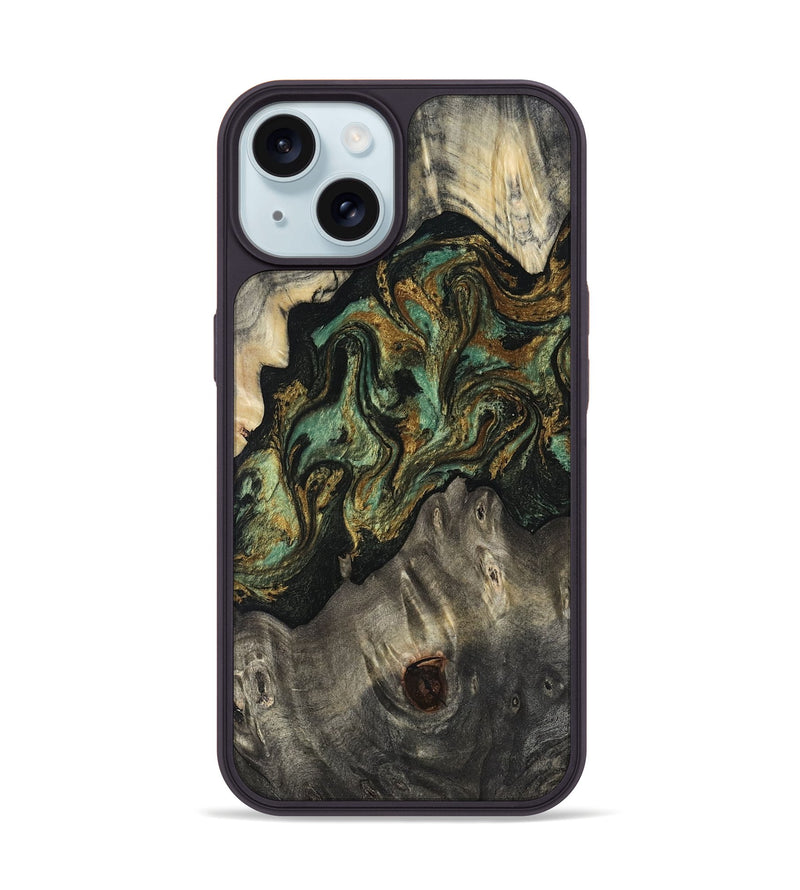 iPhone 15 Wood Phone Case - Rowen (Green, 817658)