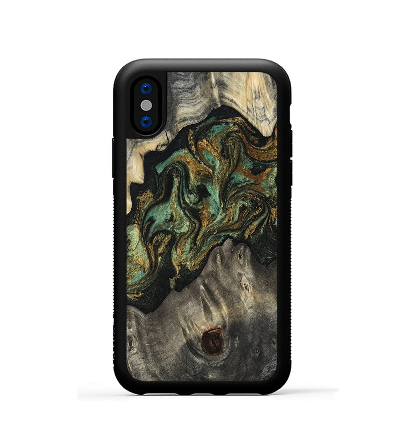 iPhone Xs Wood Phone Case - Rowen (Green, 817658)