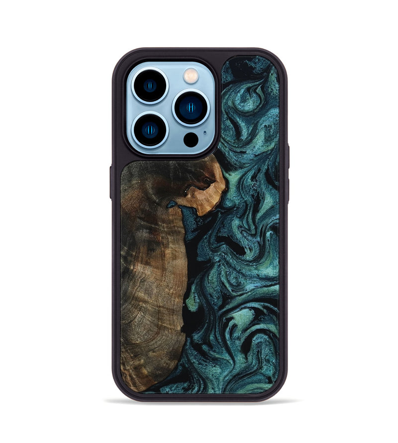 iPhone 14 Pro Wood Phone Case - Kristen (Green, 817659)