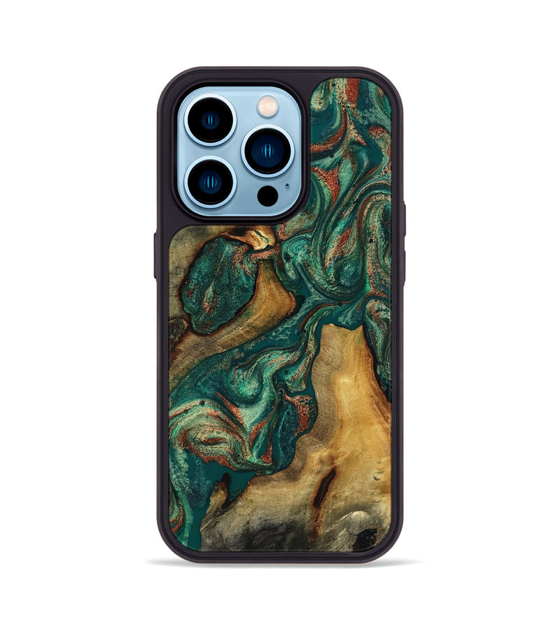 iPhone 14 Pro Wood Phone Case - Jill (Green, 817661)