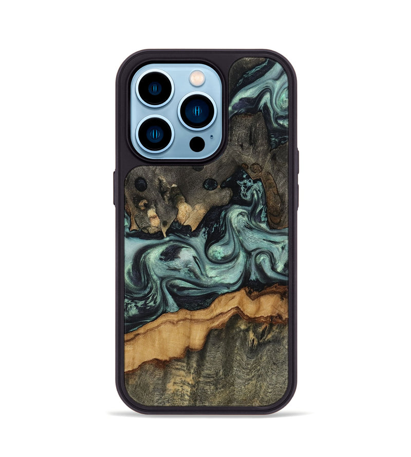 iPhone 14 Pro Wood Phone Case - Zaiden (Green, 817662)